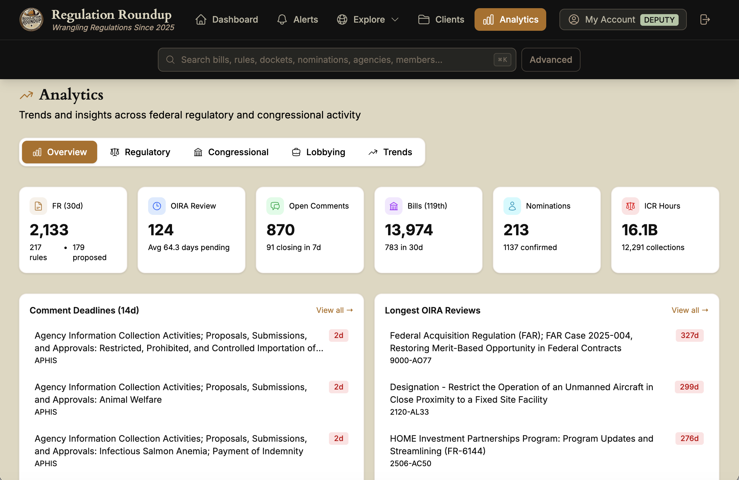 RegulationRoundup.com regulatory tracking and alert features